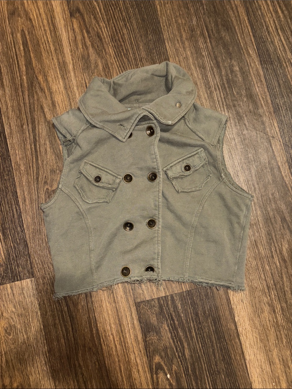 Olive Green Sleeveless Utility Jacket Vest